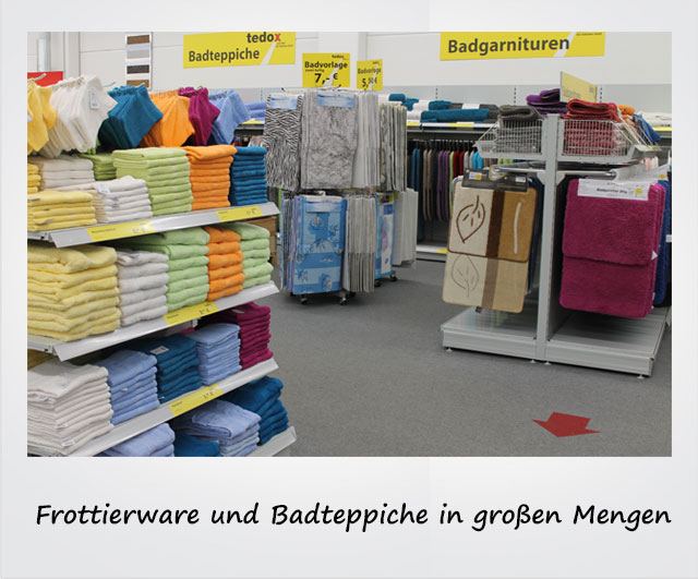 Frottierware und Badteppiche in großen Mengen