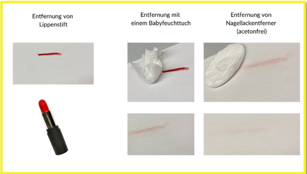 Lippenstift Flecken aus Kunstleder entfernen