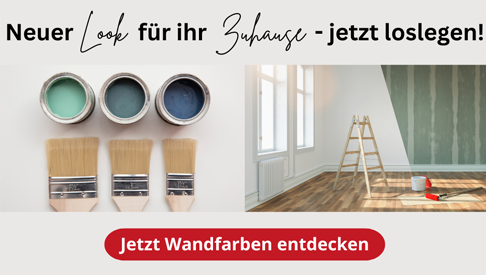 Farbtöpfe mit bunten Wandfarben und eine gestrichene Wand – Neuer Look für Ihr Zuhause!