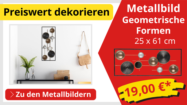 Metallbild mit geometrischen Formen als moderne Wanddekoration im Wohnbereich. Preiswerte Metallbilder bei tedox kaufen!