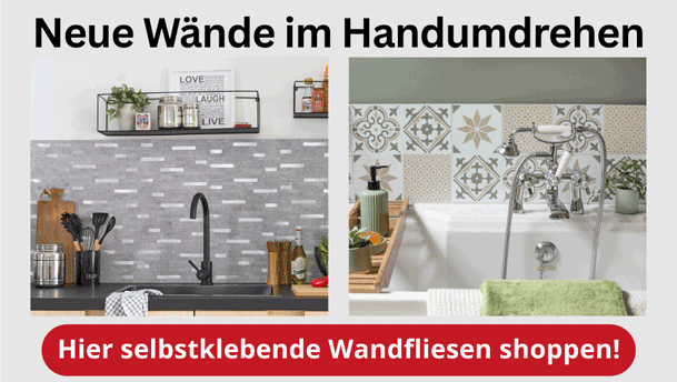 Raumbilder mit Wandfliesen in Bad und Küche: neue Wände im Handumdrehen! Hier selbstklebende Wandfliesen shoppen!