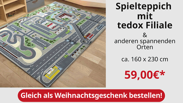 Spielteppich mit tedox Filiale - 374232 Großer Spielteppich mit tedox-Filiale und anderen spannenden Orten – Jetzt als Weihnachtsgeschenk bei tedox bestellen!