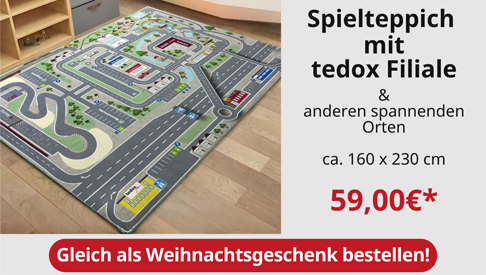 Spielteppich mit tedox Filiale - 374232 Großer Spielteppich mit tedox-Filiale und anderen spannenden Orten – Jetzt als Weihnachtsgeschenk bei tedox bestellen!