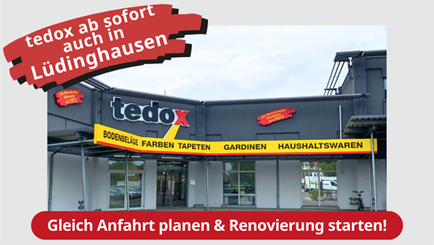 Außenansicht tedox Filiale Lüdinghausen: ab sofort eröffnet! Klicken Sie hier, um mehr über die Filiale zu erfahren und die Anfahrt zu planen!