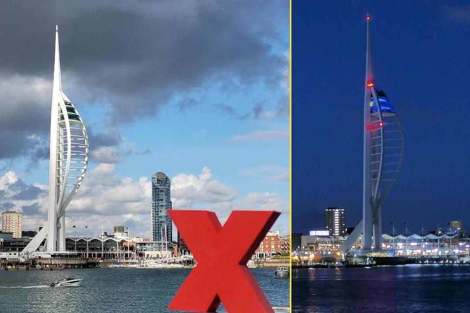 tedox-X in Portsmouth. Im Hintergrund ist der Spinnaker Tower zu sehen.